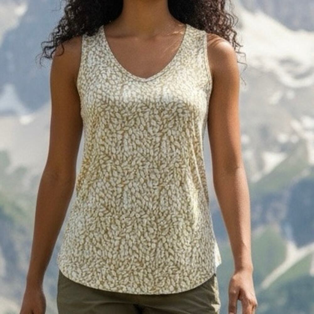Loft Outlet Tank top Tan & white leaf print Size XS Petite NWT